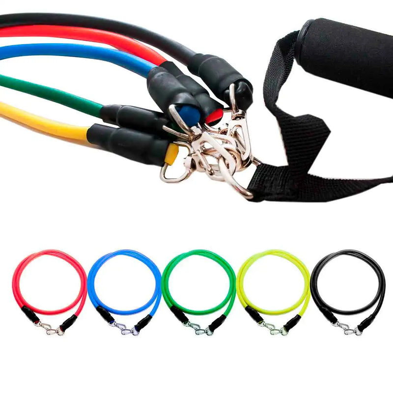 Kit de Extensores Elásticos 11 Peças: Fortalecimento Muscular e Treino Funcional